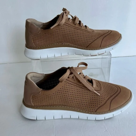 Vionic Womens Fresh Riley Lace Up Shoes Sneakers Brown Nubuck Leather 7.5 Vented - Picture 1 of 8